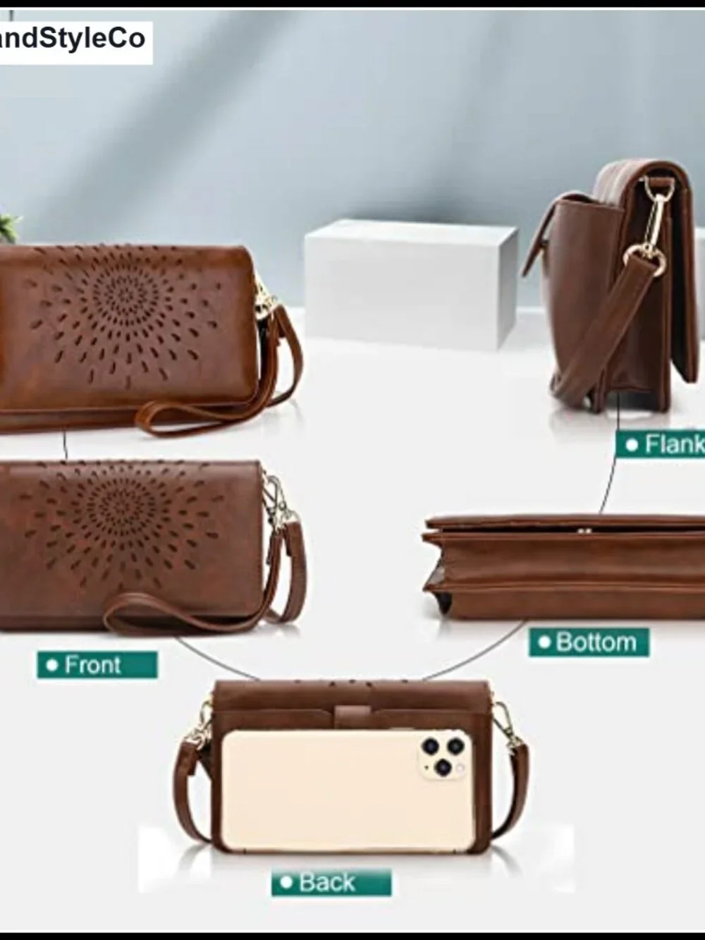Women's Crossbody Bag with RFID Blocking Wristlet Wallet Phone Purse Vegan
